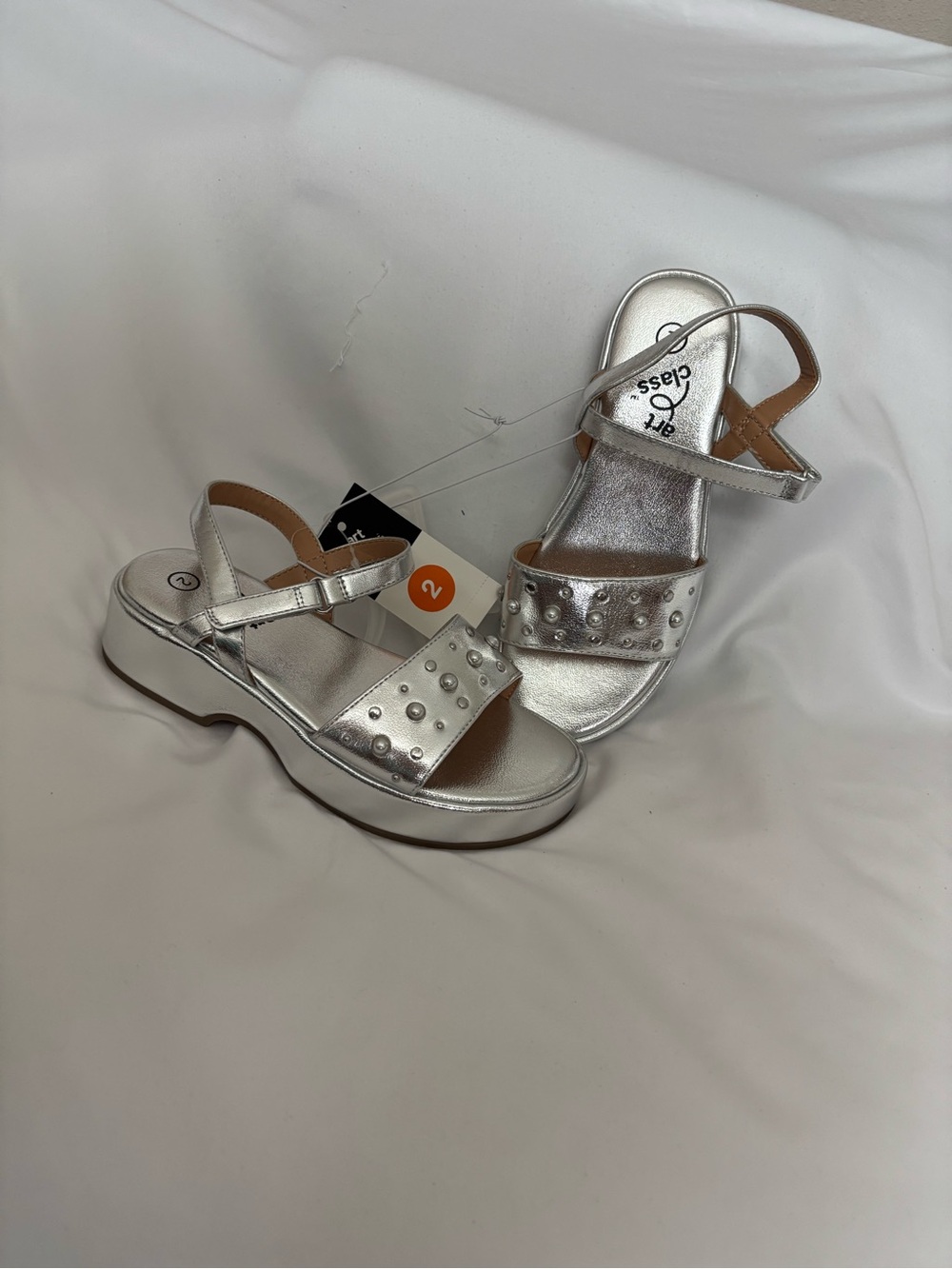art class Metallic Silver Studded Platform Sandals